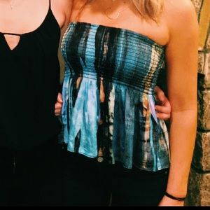 House of Harlow blue multicolor strapless top